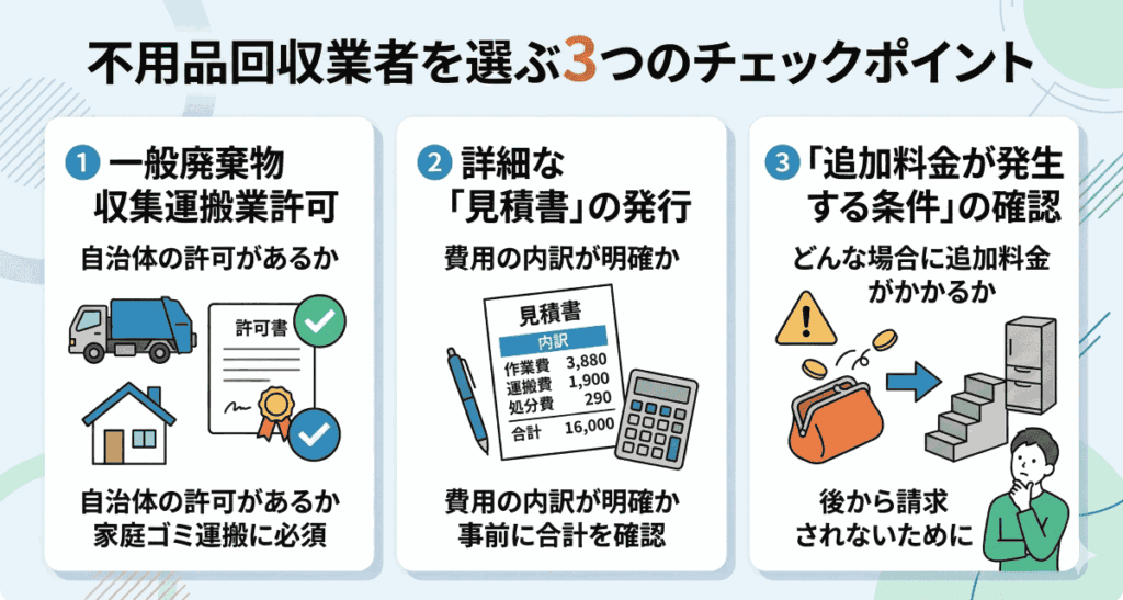 不用品回収業者を選ぶポイント